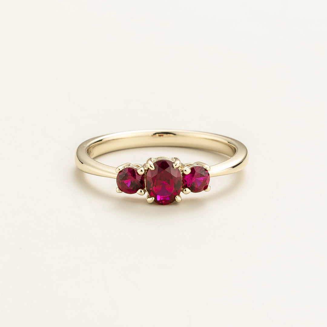 Boble white gold ring set with Ruby