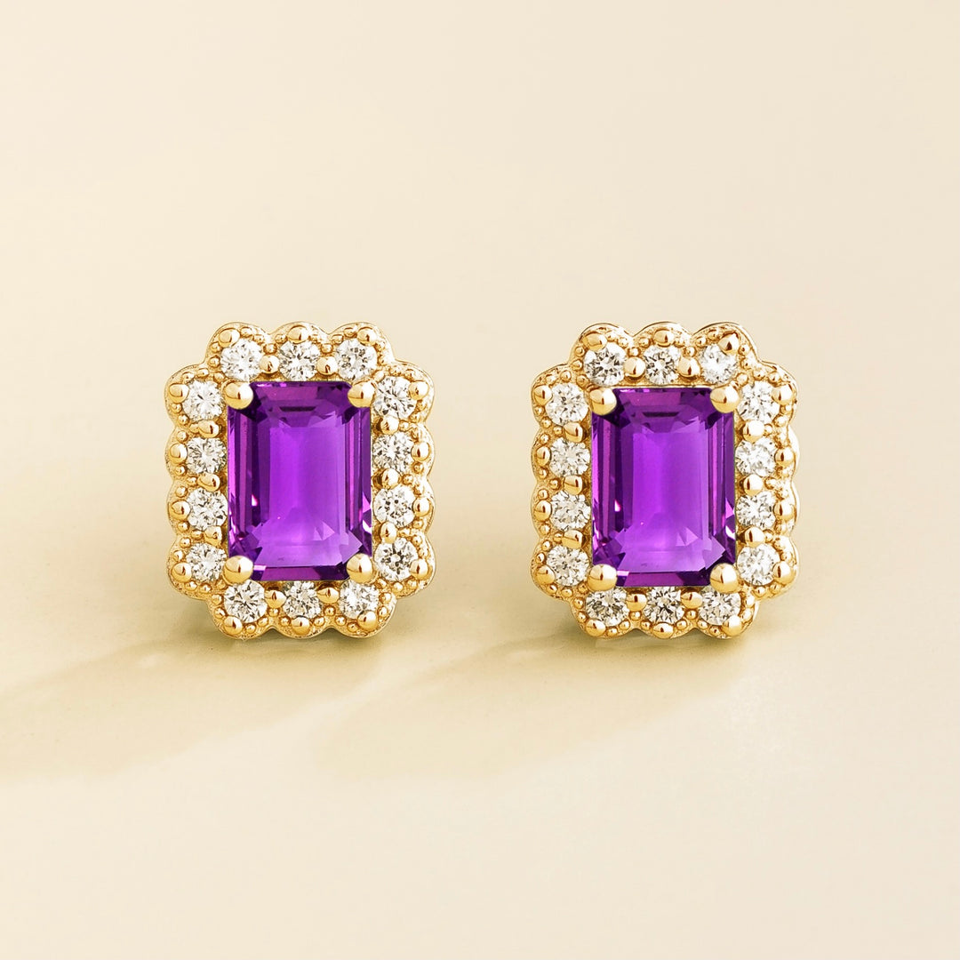 Verda Gold Earrings in Purple Sapphire & Diamond