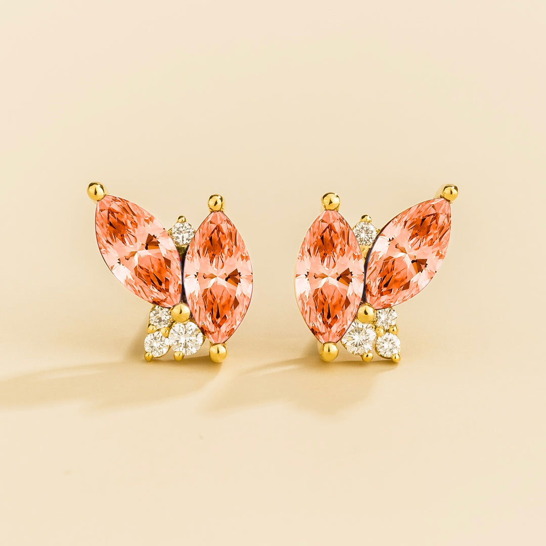 Vento Gold Earrings Padparadscha Sapphire & Diamond