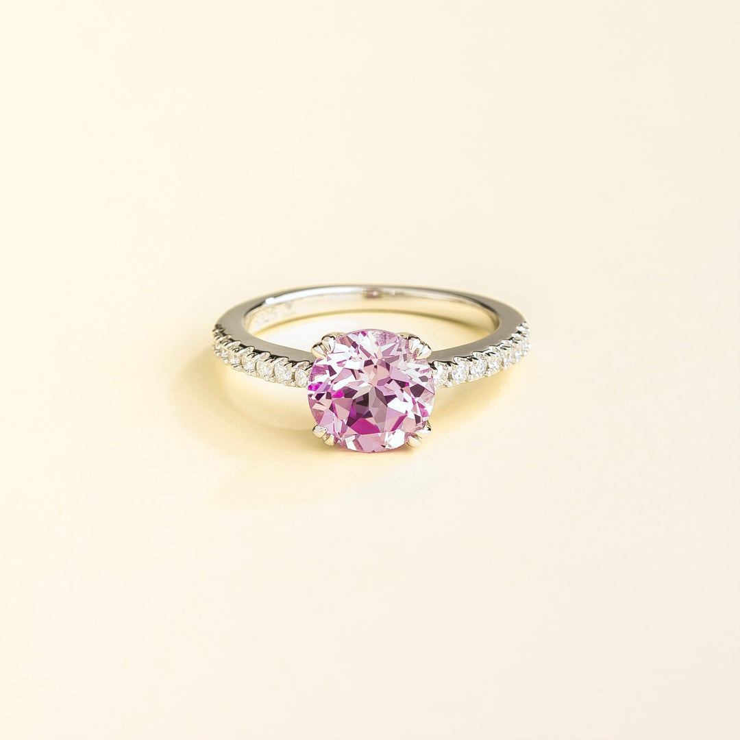 Solen white gold ring Pink sapphire & Diamond