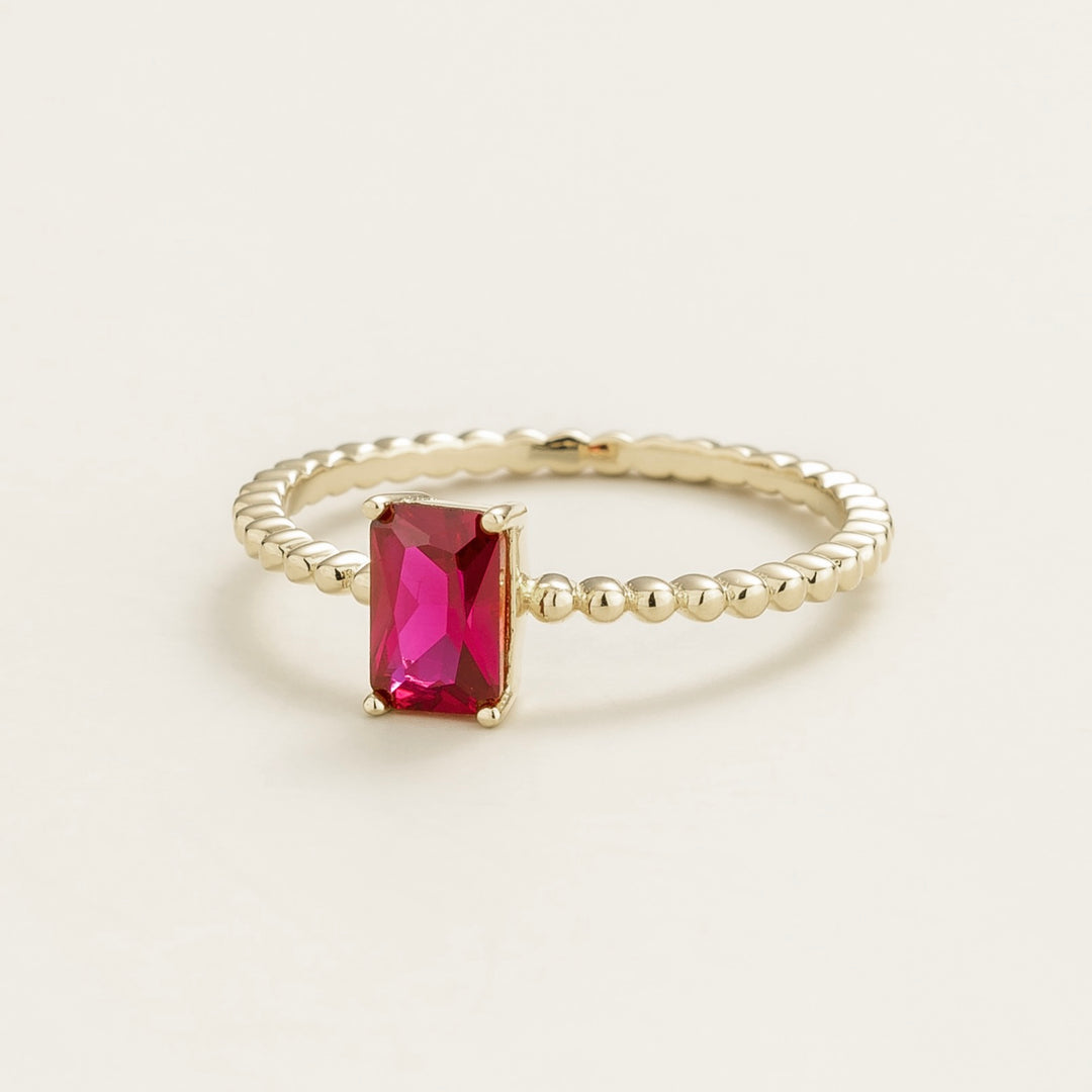 Buchon white gold ring set with Ruby