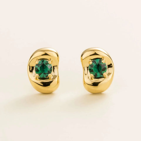 Emerald Earrings Juvetti Jewellery London Fava Gold Earrings Set With Emerald