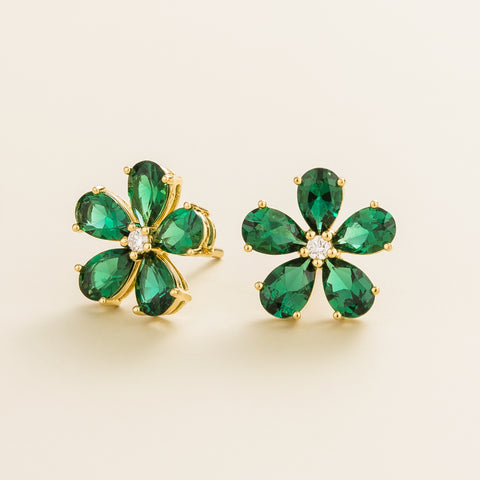 Emerald Earrings Juvetti Jewellery London Florea Gold Earrings Emerald and Diamonds