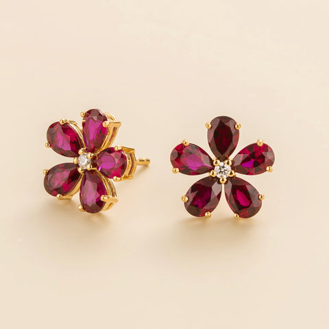 Emerald Earrings Juvetti Jewellery London Florea Gold Earrings Ruby and Diamond