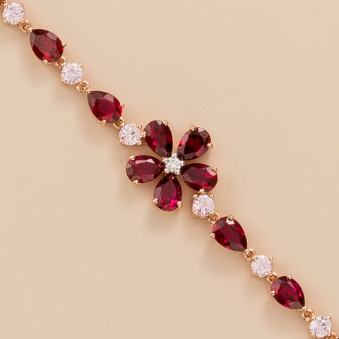 Emerald Earrings Juvetti Jewellery London Florea Rose Gold Bracelet In Ruby, Pink Sapphire and Diamond