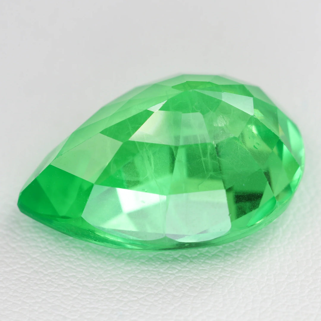 Lab Grown Green Sapphire - Pear Cut