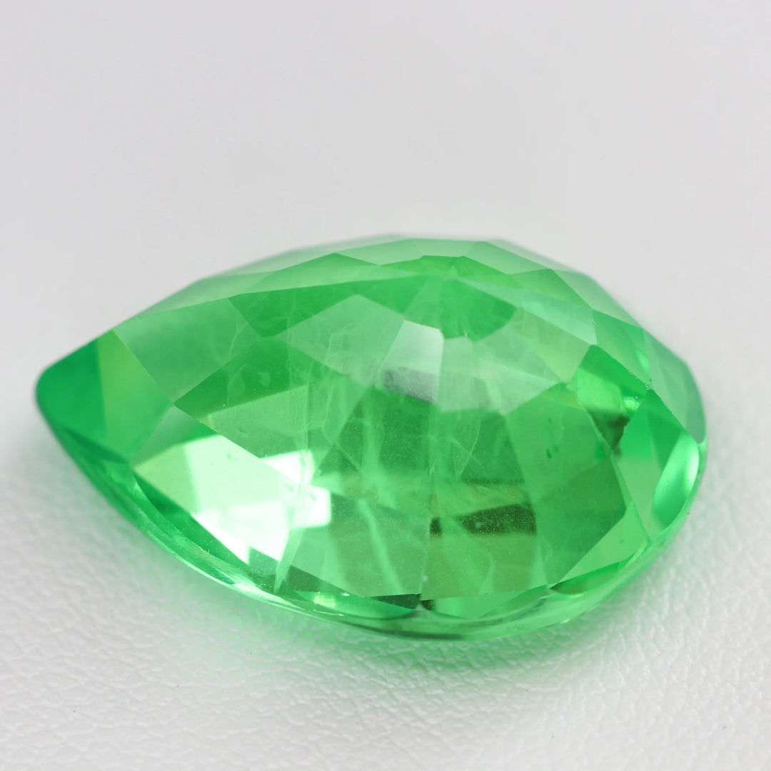 Lab Grown Green Sapphire - Pear Cut