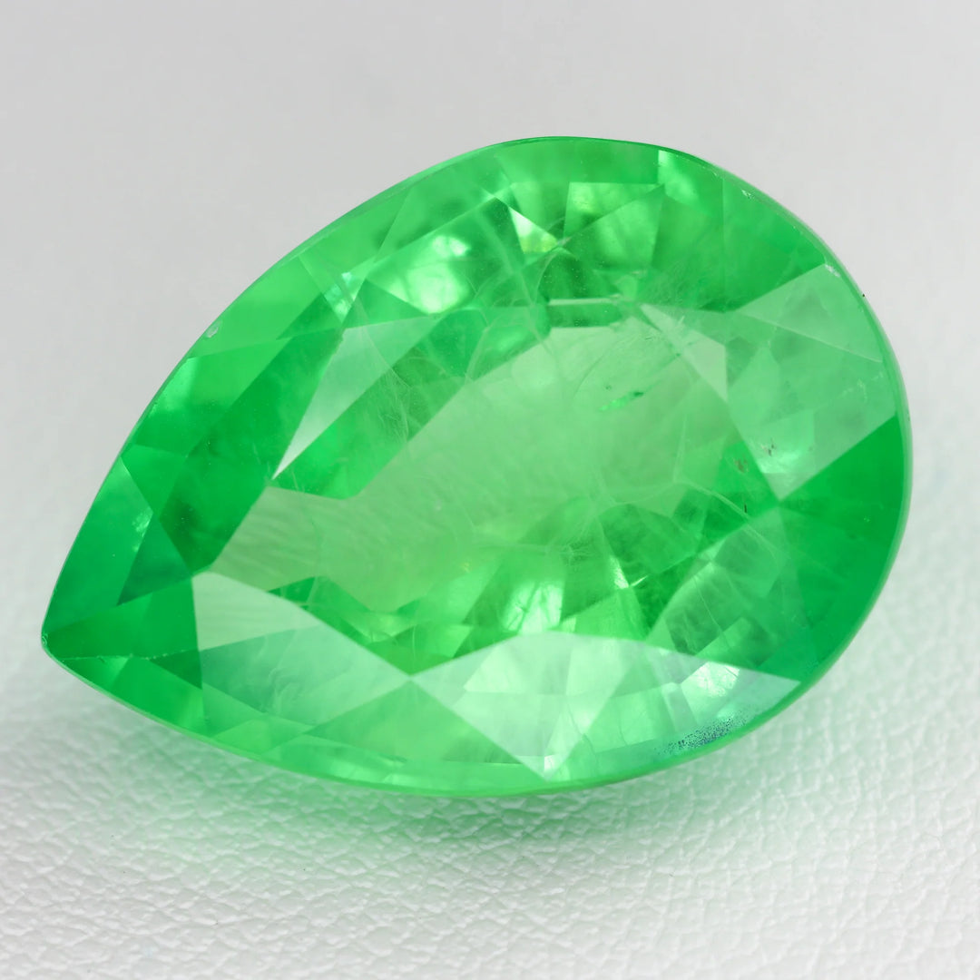 Lab Grown Green Sapphire - Pear Cut