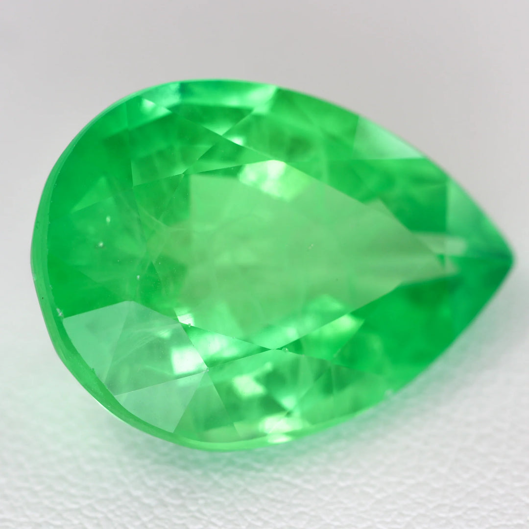 Lab Grown Green Sapphire - Pear Cut