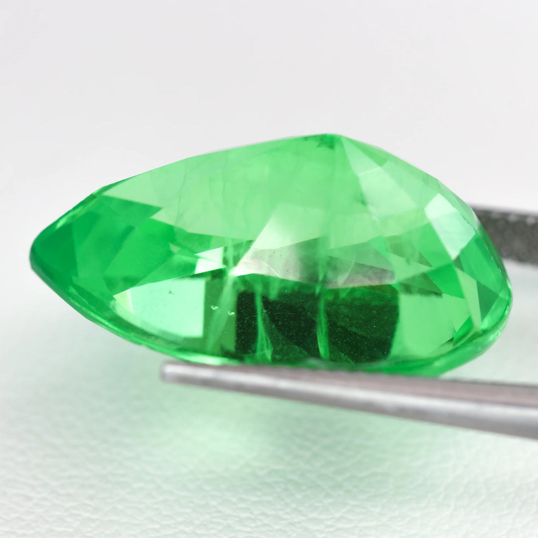 Lab Grown Green Sapphire - Pear Cut