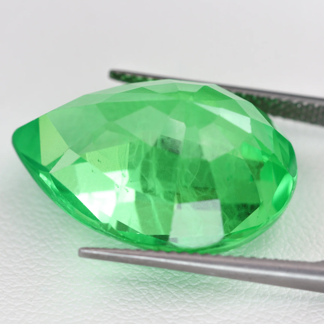 Lab Grown Green Sapphire - Pear Cut