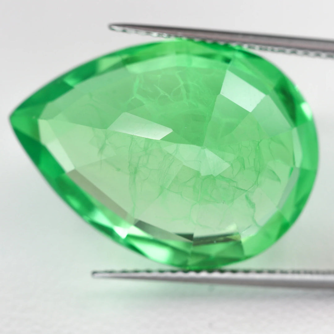 Lab Grown Green Sapphire - Pear Cut