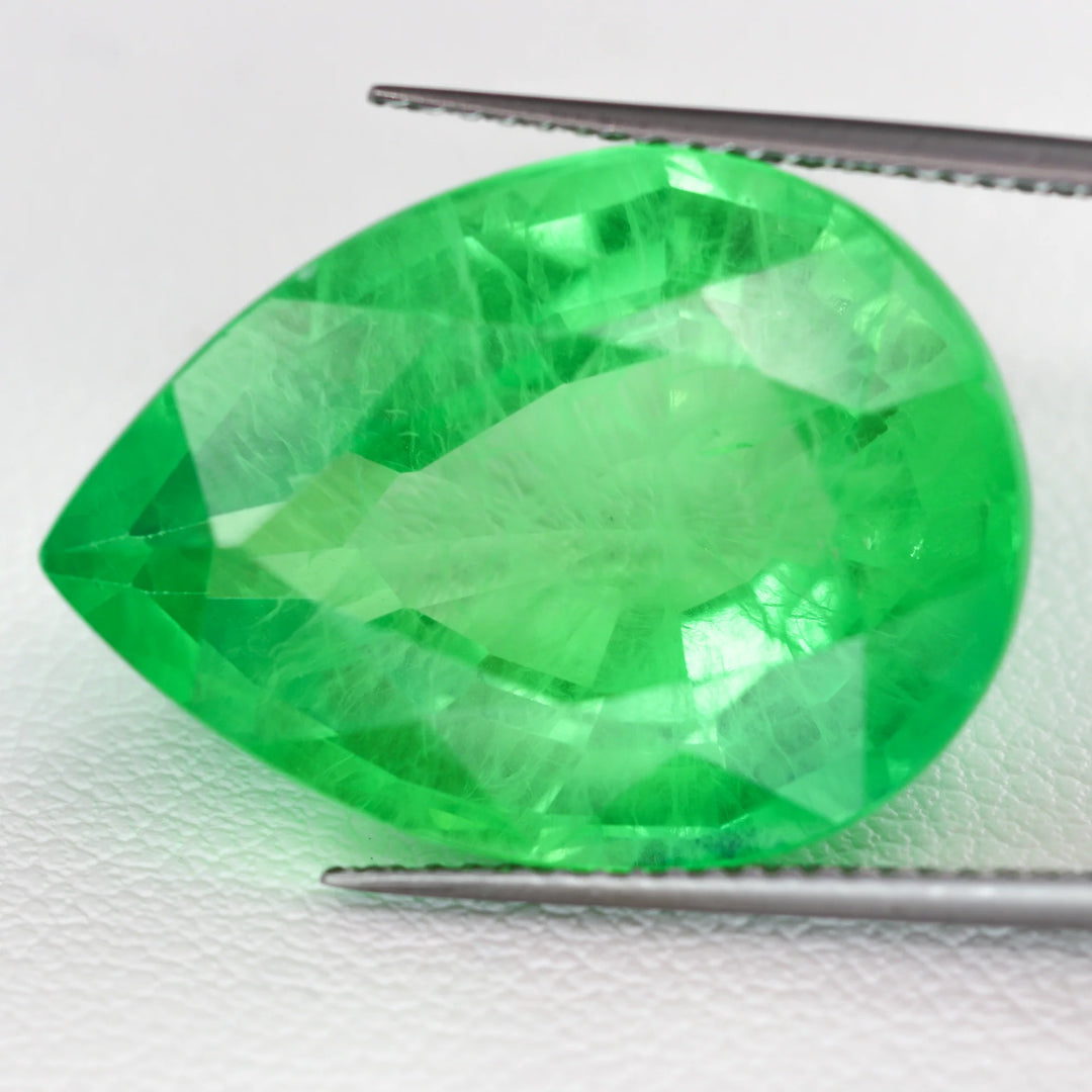 Lab Grown Green Sapphire - Pear Cut