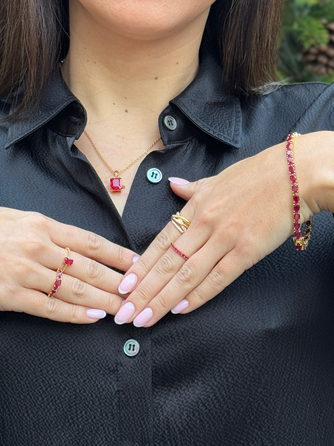 Salto Gold Tennis Bracelet set with Ruby