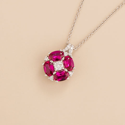 Ruby Necklace Juvetti Jewellery London Pristi White Gold Necklace Diamond and Ruby
