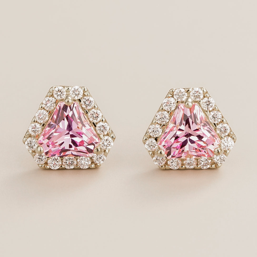 Diana White Gold Earrings Pink Sapphire & Diamond