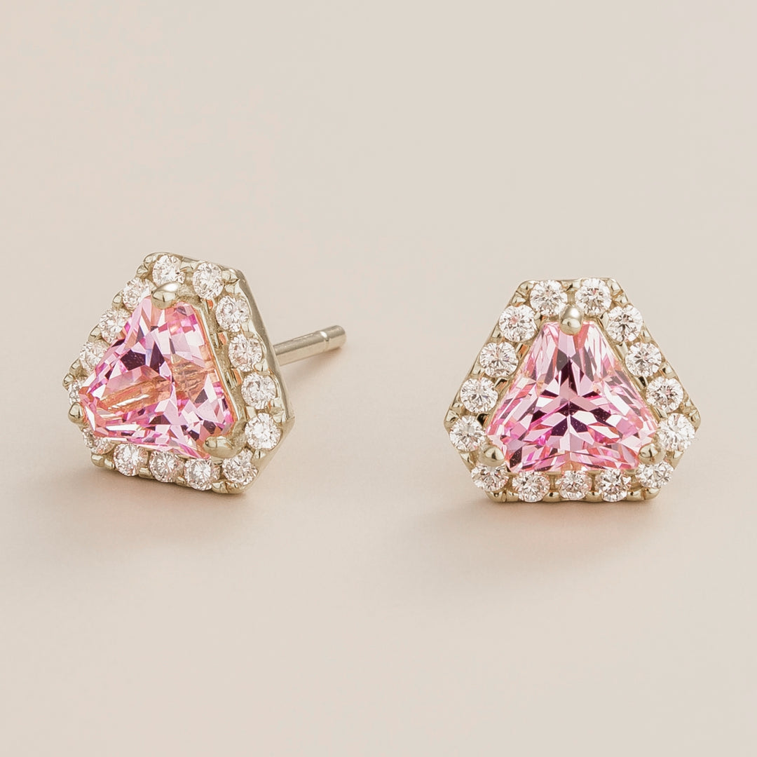 Diana White Gold Earrings Pink Sapphire & Diamond