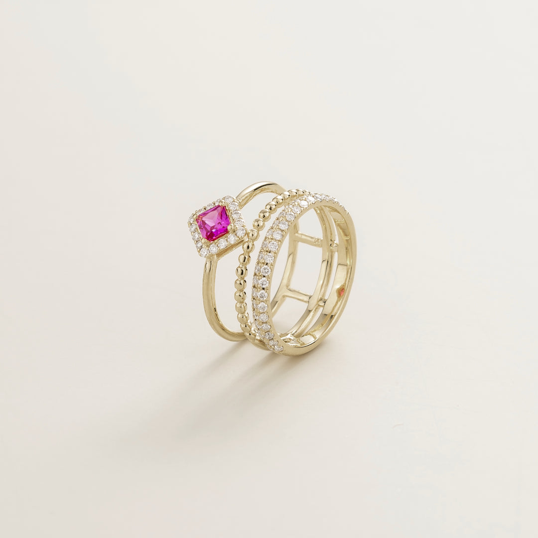 Amici white gold ring in Pink sapphire & Diamond