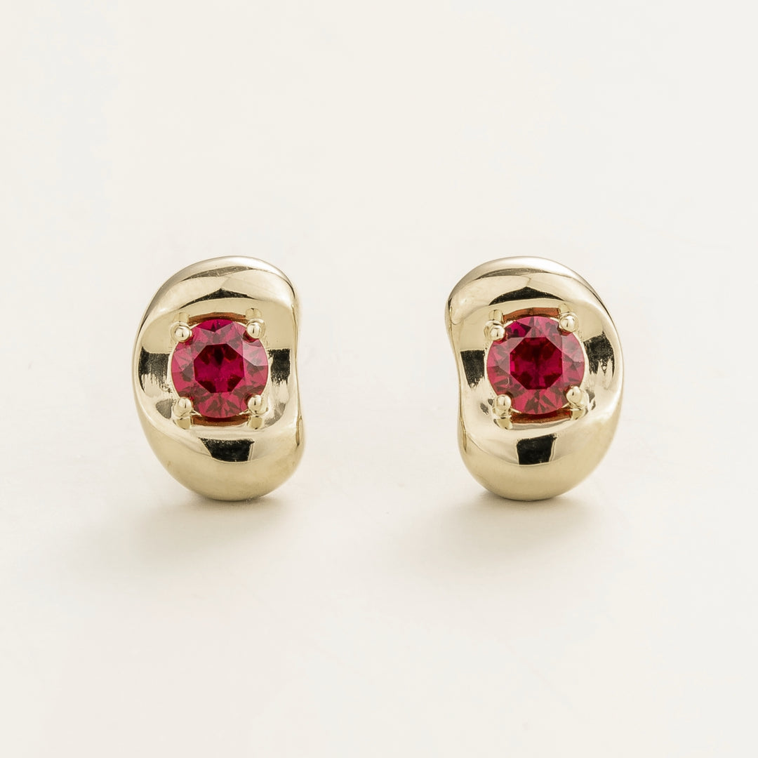 Fava white gold earrings set with Ruby