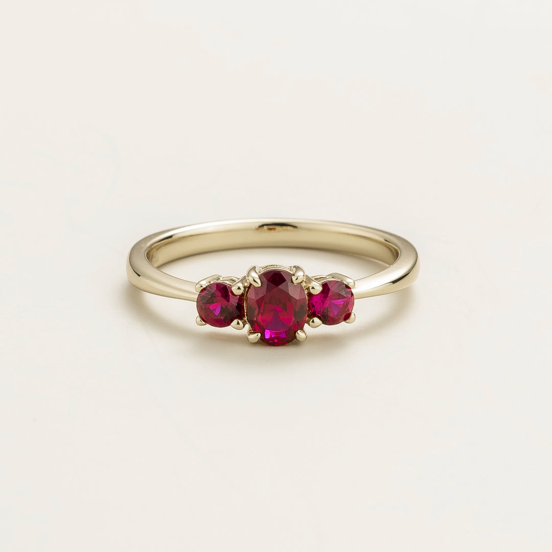 Boble white gold ring set with Ruby