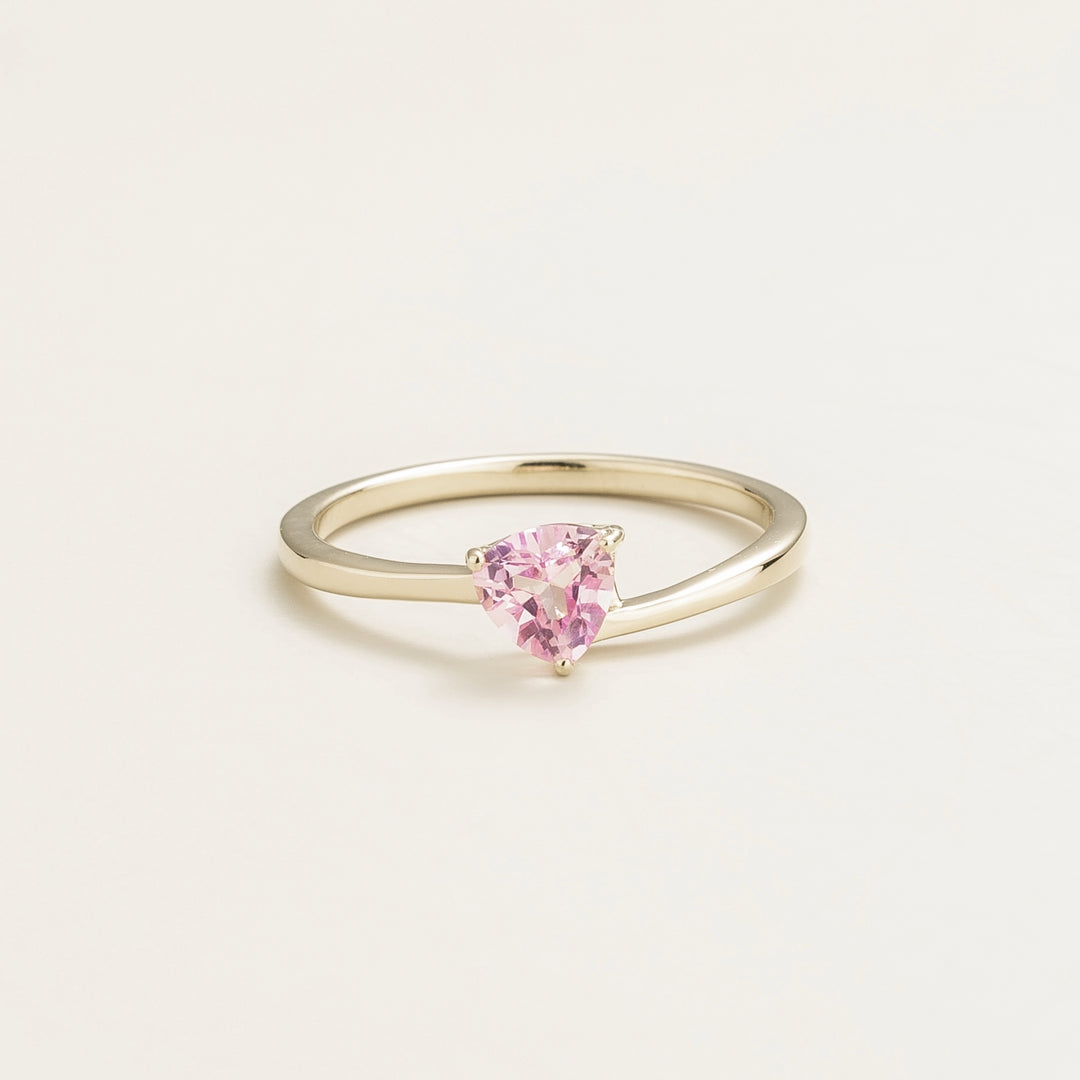 Trillion white gold ring set with Pink sapphire