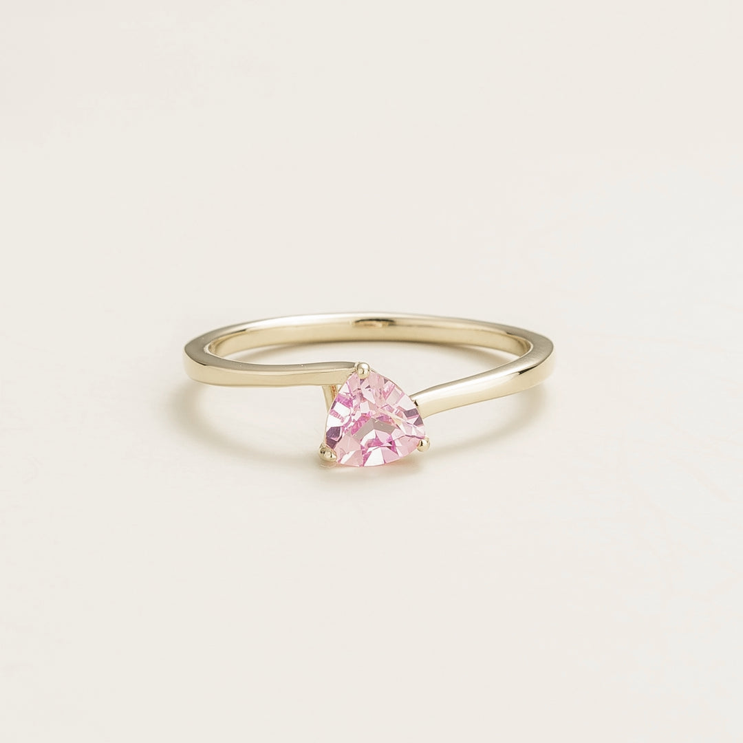 Trillion white gold ring set with Pink sapphire