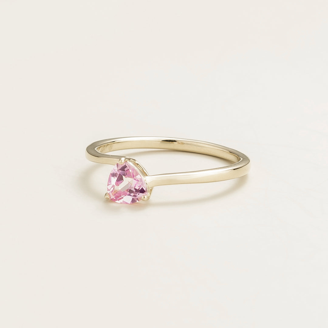 Trillion white gold ring set with Pink sapphire