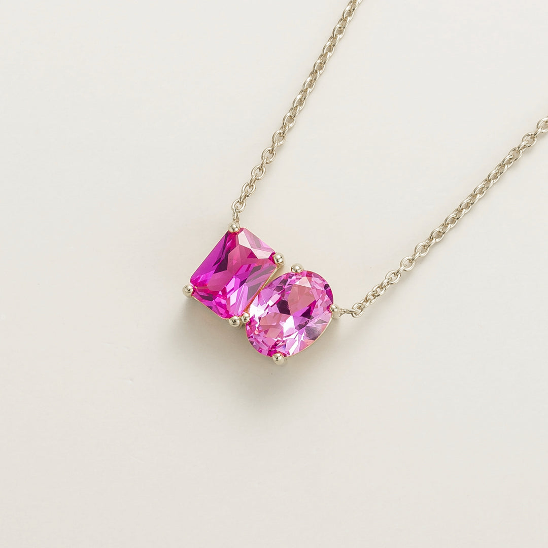 Buchon white gold necklace set with Pink sapphire