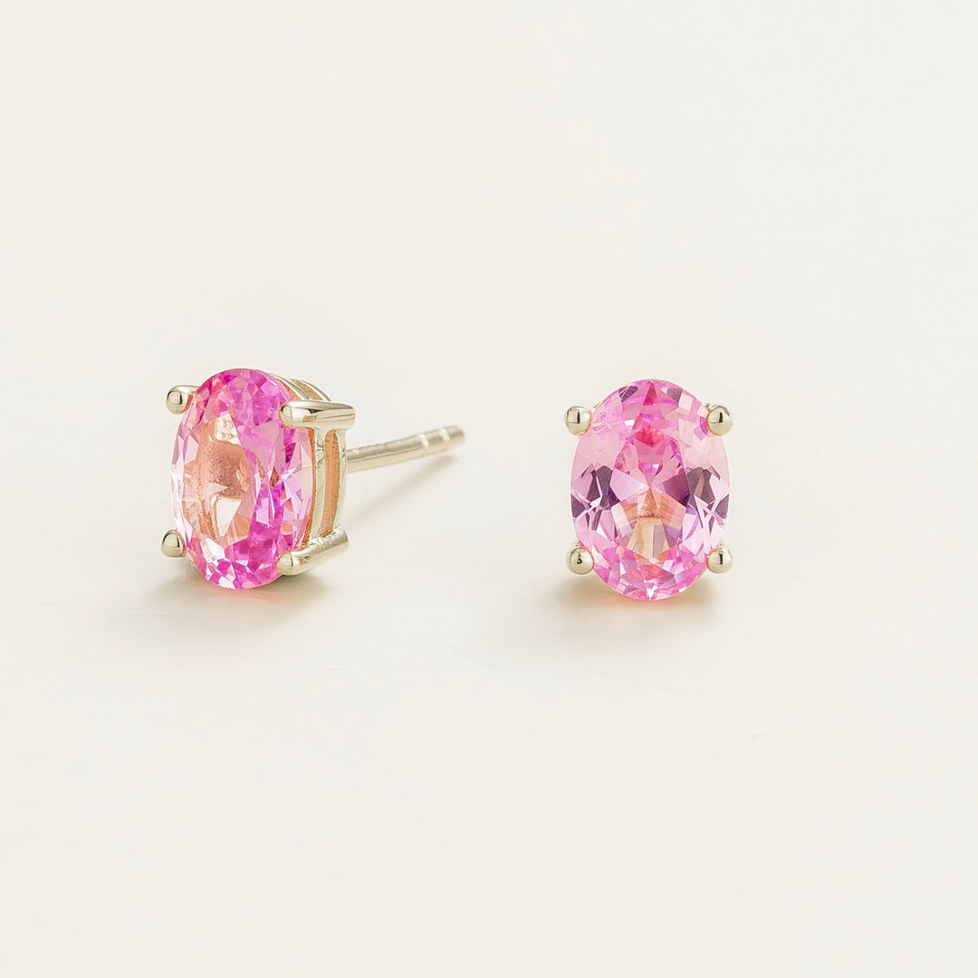 Ovo white gold earrings set with Pink sapphire