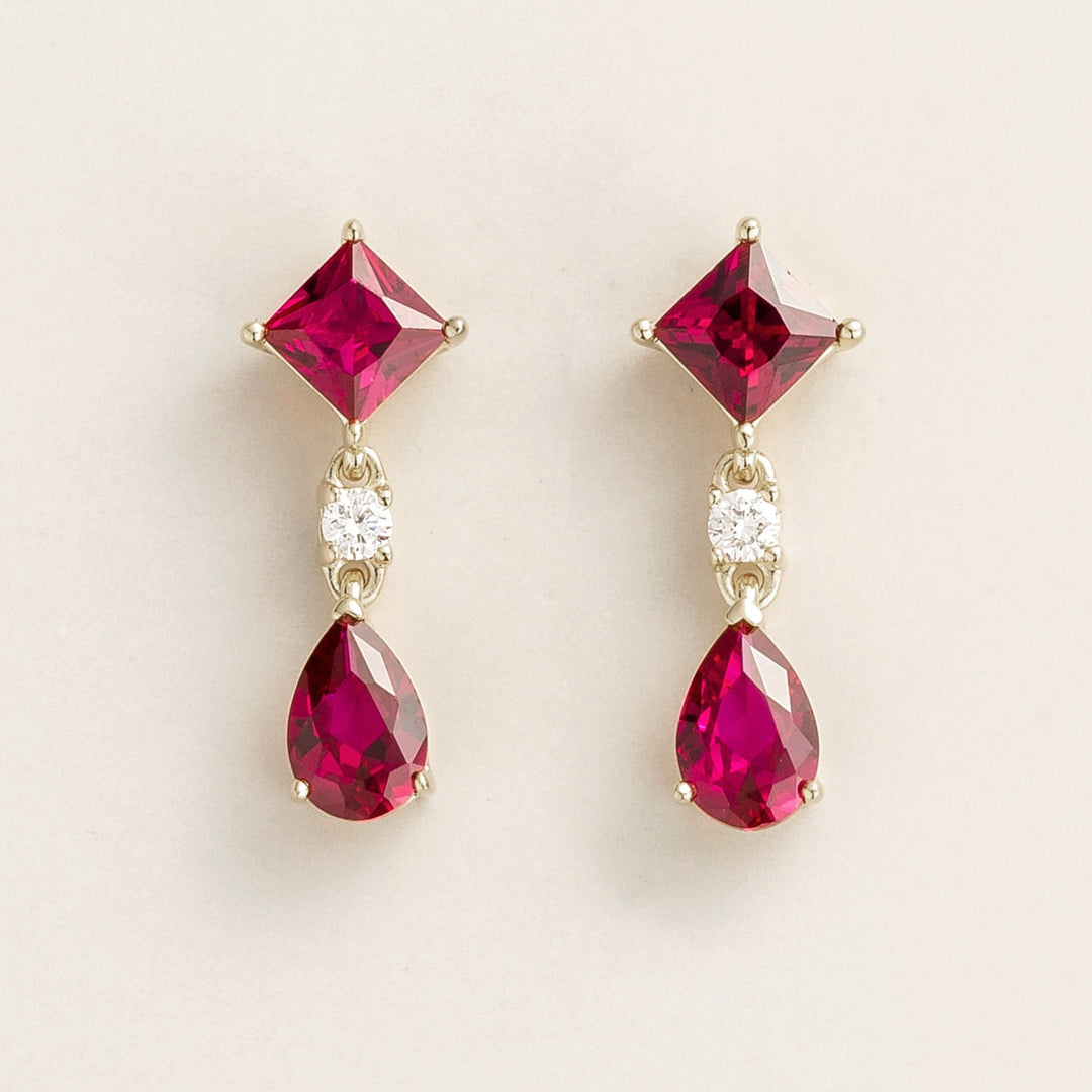 Ori white gold earrings set with Ruby & Diamond