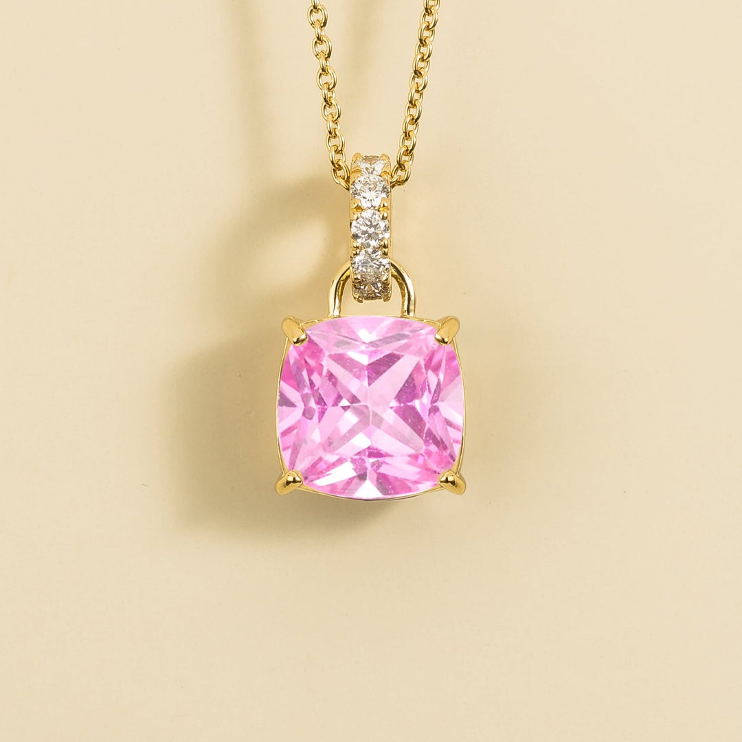 Oreo Pendant Necklace in Pastel Pink Sapphire & Diamond Set in Gold