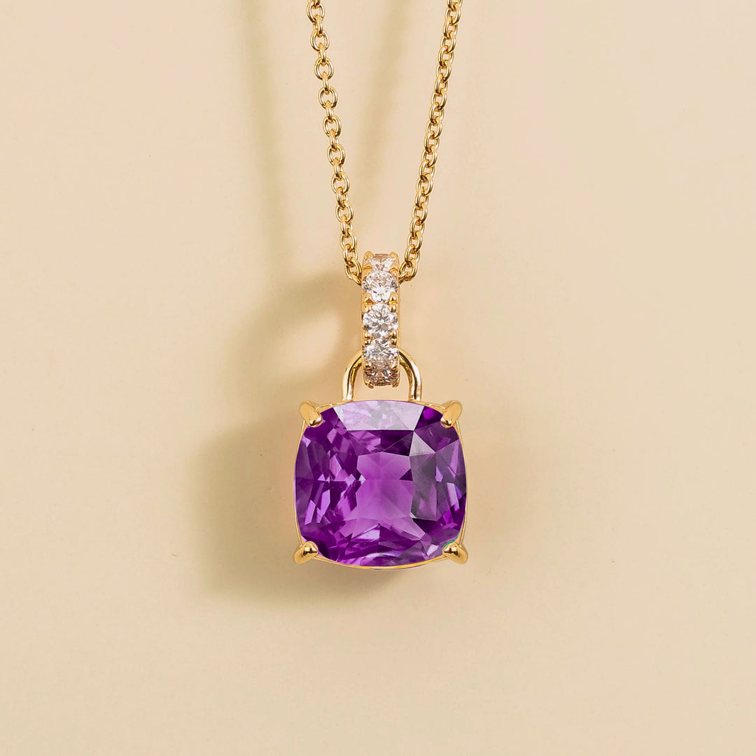 Oreol Pendant Necklace In Purple Sapphire & Diamond Set In Gold