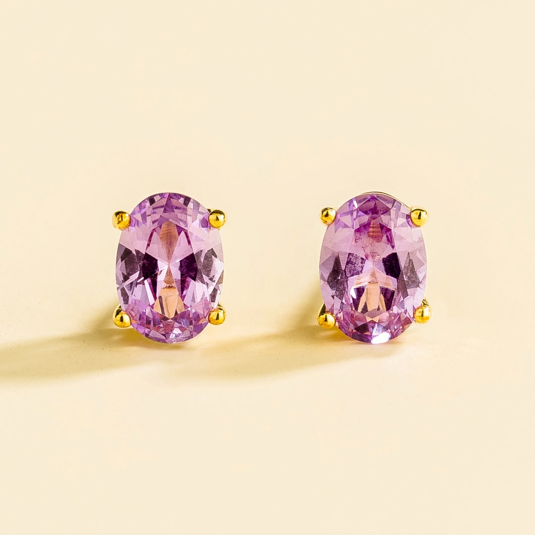 Ovo gold earrings set with Purple sapphire