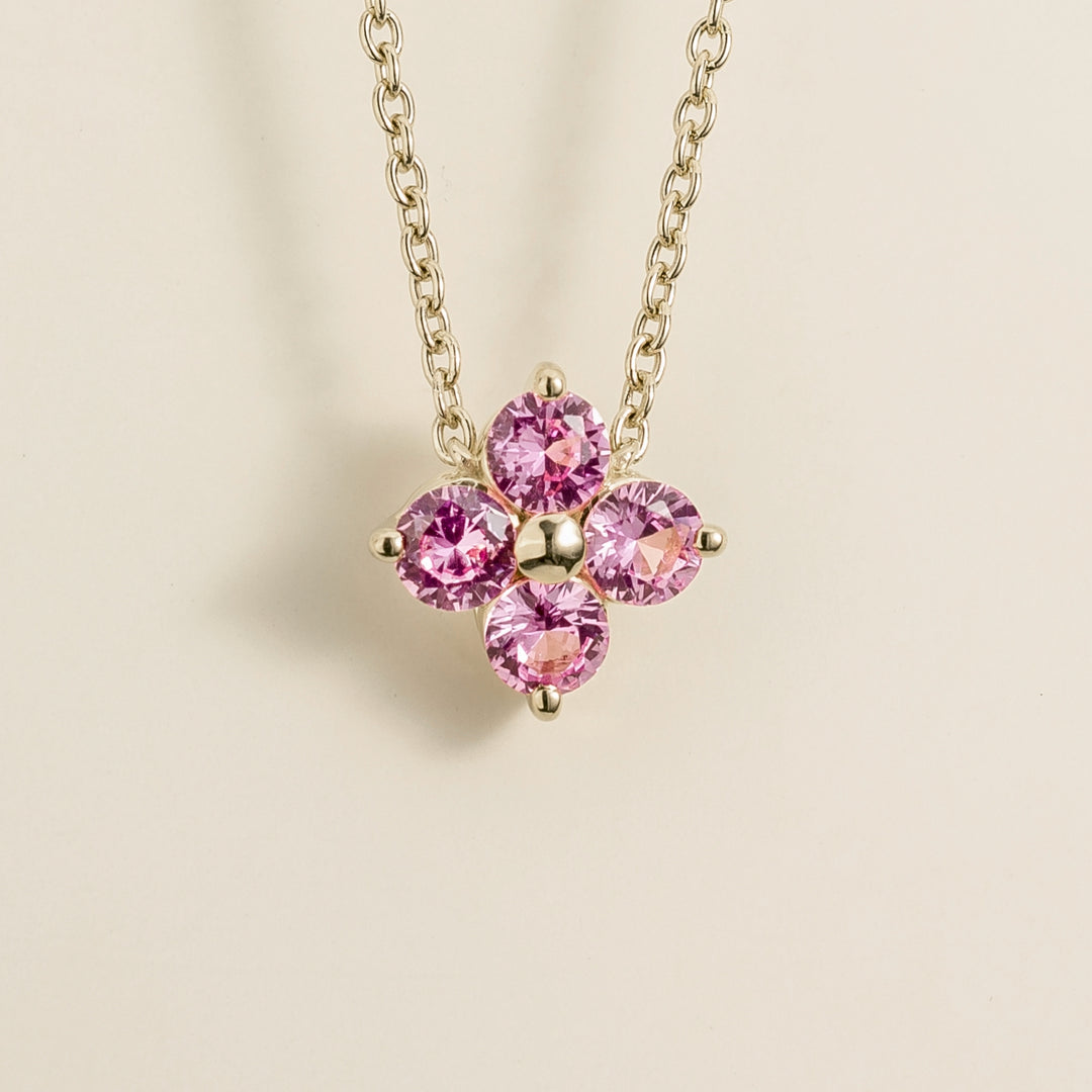 Petale White Gold Necklace Pink Sapphire