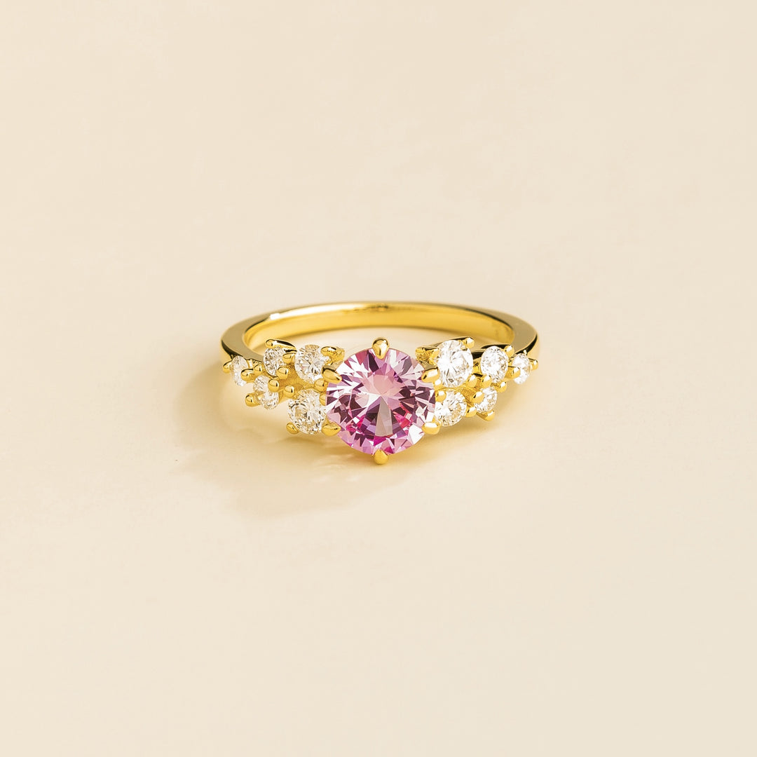 Floret Gold Ring in Pink Sapphire & Diamonds