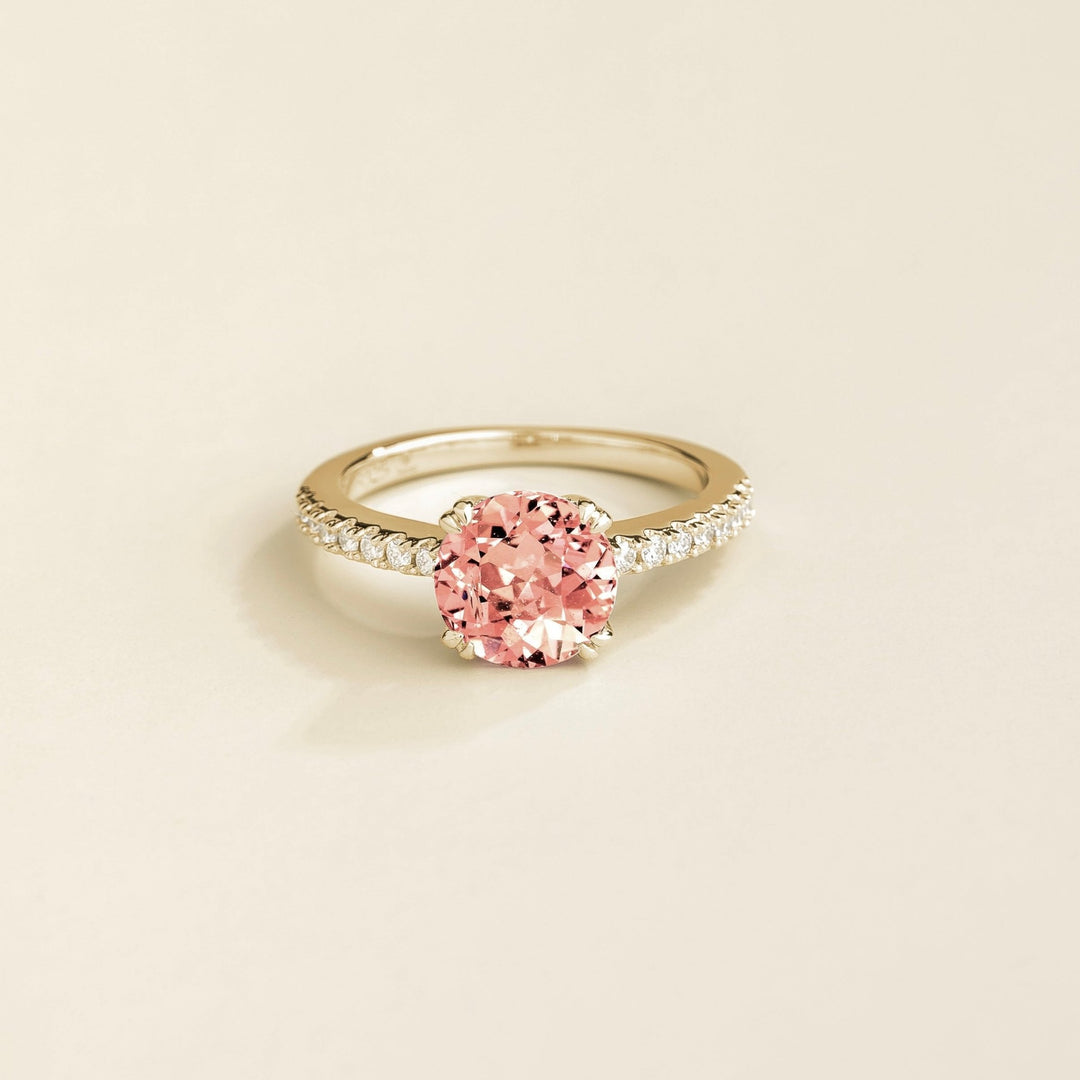 Solen gold ring Padparadscha sapphire & Diamonds