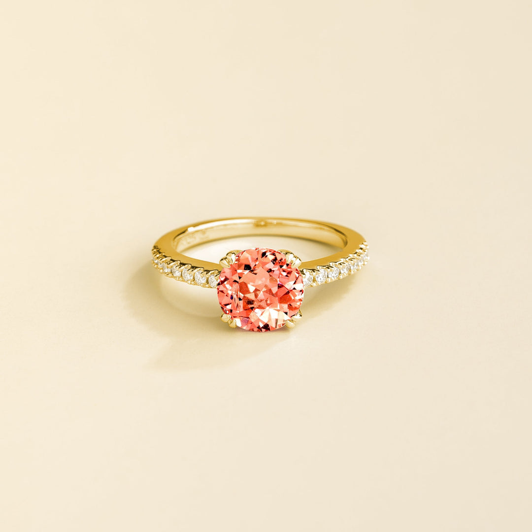 Solen gold ring Padparadscha sapphire & Diamond