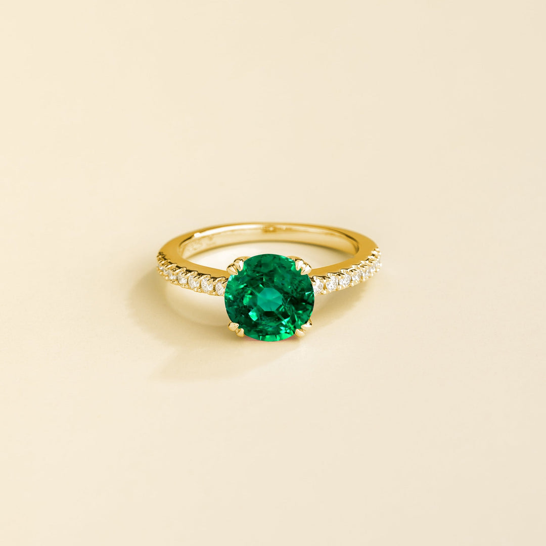 Solen gold ring Emerald sapphire & Diamond