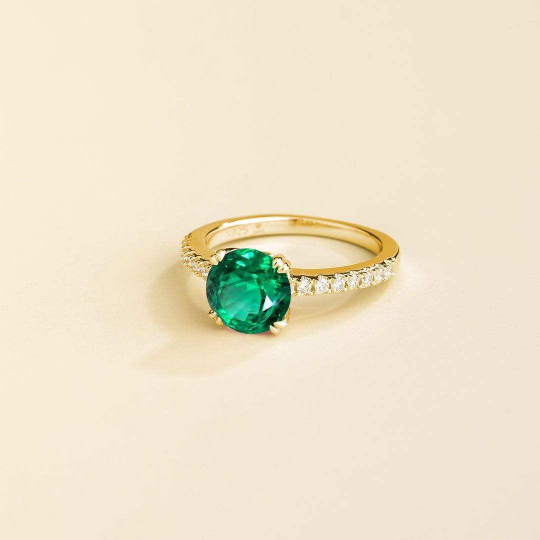 Solen gold ring Emerald sapphire & Diamond