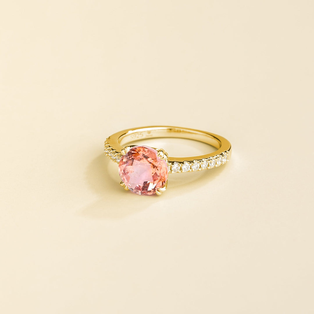 Solen gold ring Padparadscha sapphire & Diamond