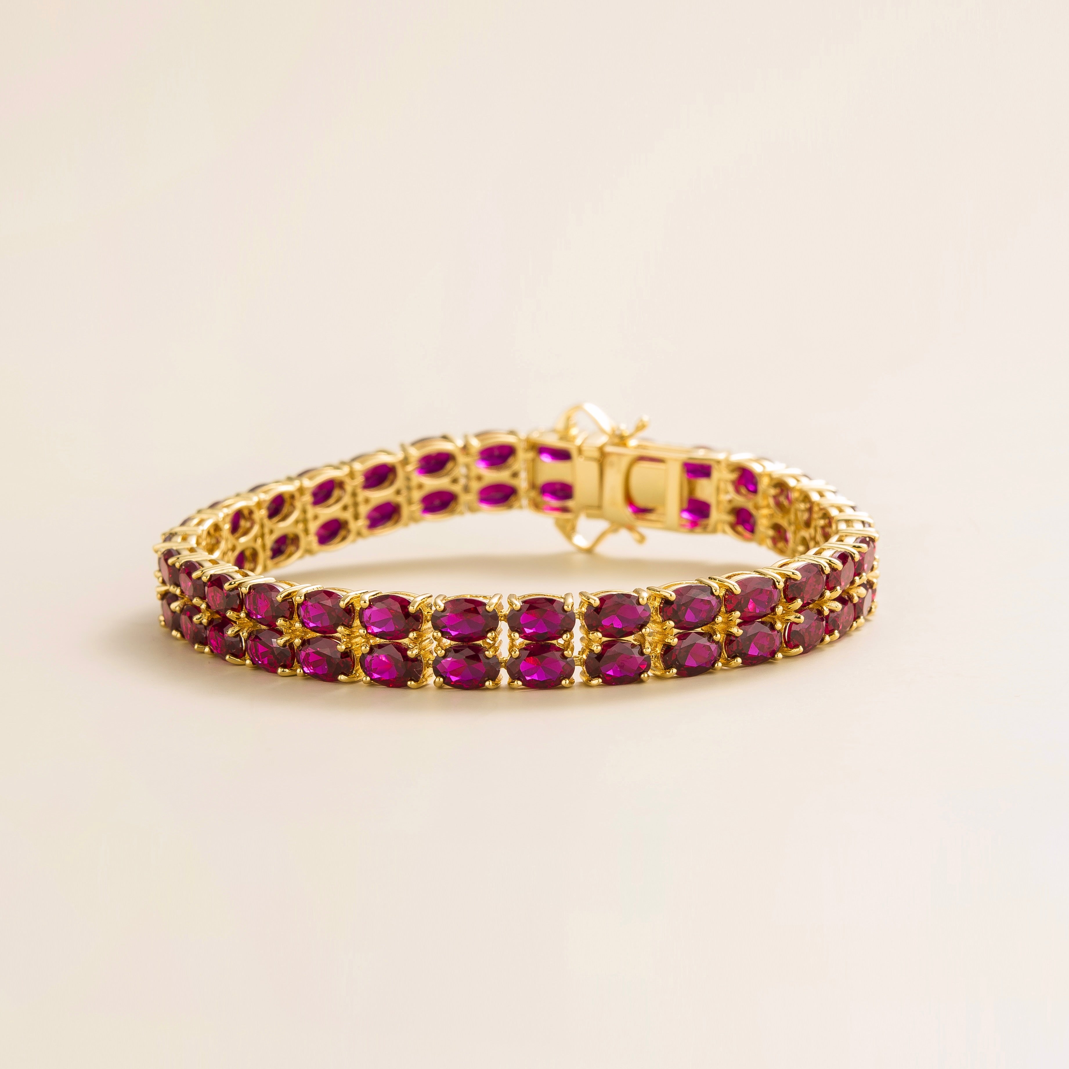 Salto Gold Double Tennis Bracelet Set With Ruby Best London Jewellery Store