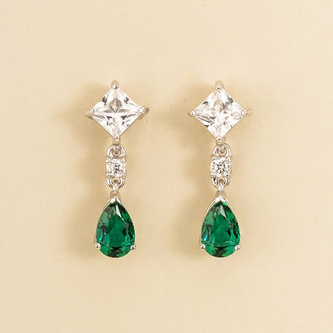 Emerald Earrings Juvetti Jewellery London Ori White Gold Earrings Set With White Sapphire, Emerald and Diamond