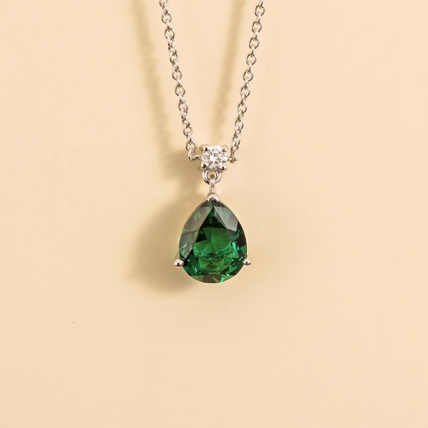 order online Ori medium pendant necklace in Emerald and Diamond set in White gold By Juvetti Online Jewellery London