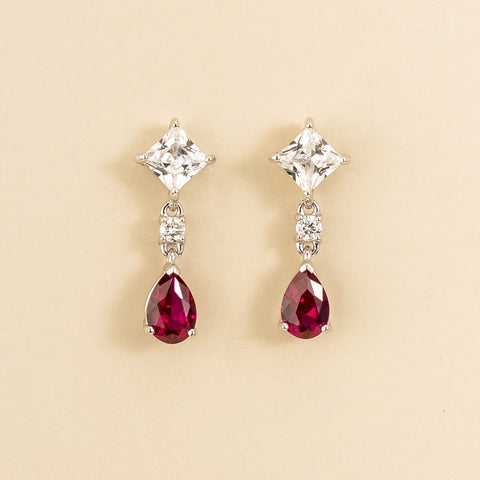 Emerald Earrings Juvetti Jewellery London Ori White Gold Earrings Set With Diamond and Ruby