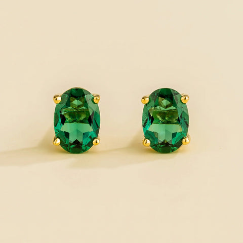 Emerald Earrings Juvetti Jewellery London Ovo Gold Earrings Set With Emerald