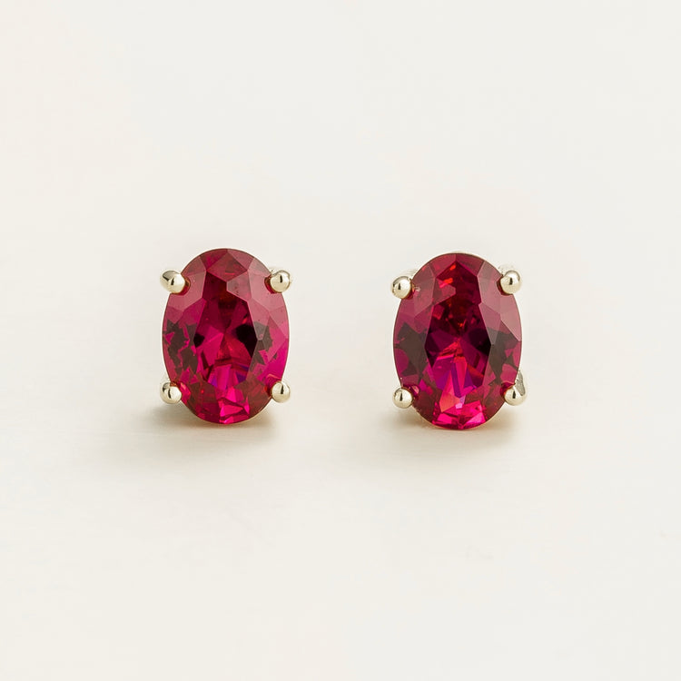 Ovo White Gold Earrings Set With Ruby