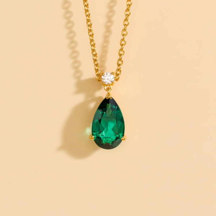 Pear Drop Emerald Earrings Juvetti Jewellery London Ori Large Pendant Necklace In Emerald and Diamond Set In Gold