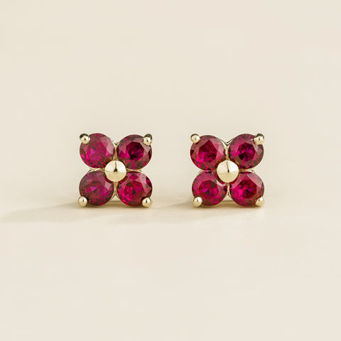 Emerald Earrings Juvetti Jewellery London Petale White Gold Earrings Set With Ruby