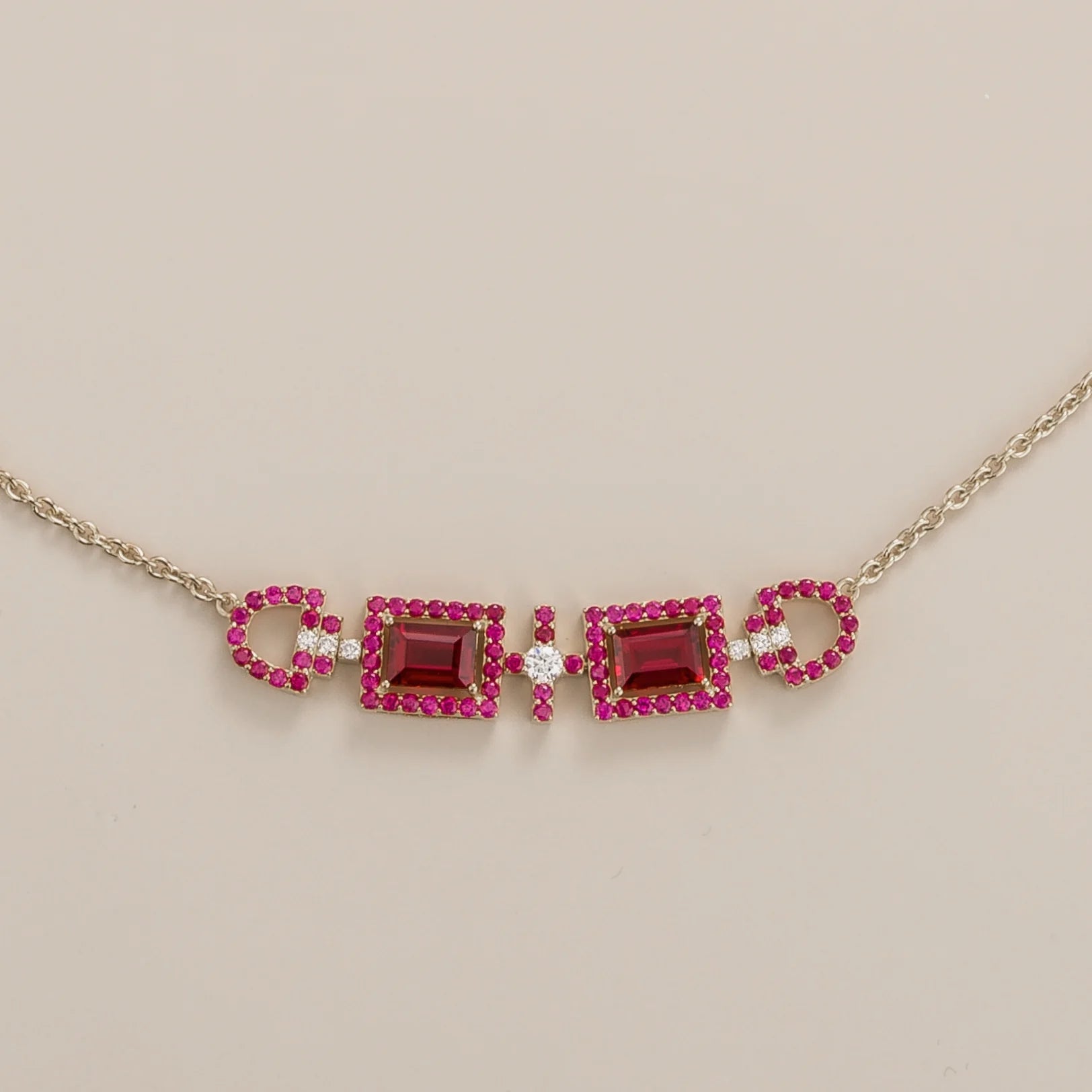 Ruby Necklace Juvetti Jewellery London Ciceris White Gold Necklace Ruby and Diamond