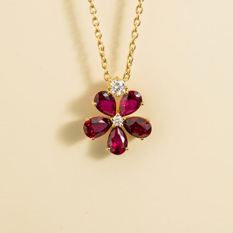 Ruby Necklace Juvetti Jewellery London Florea Gold Necklace Ruby Sapphire and Diamond